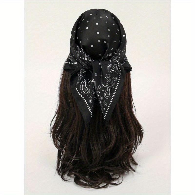 

1 шт. Женская бандана с принтом пейсли, шелковый платок на голову, элегантная повязка на голову для повседневной носки, череп, скелет one-size