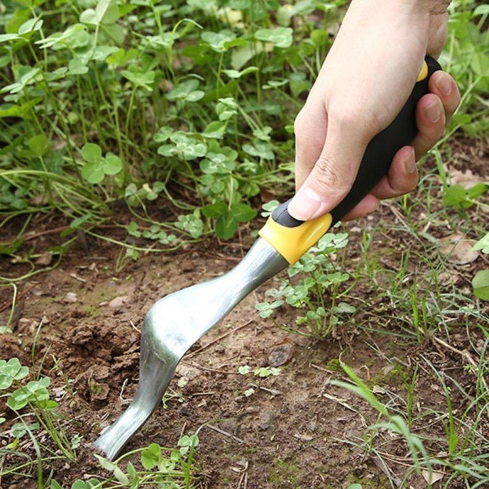 Two-Pronged Fork Root Extractor with Ergonomic Handle Weeder Puller Tool  Transplants