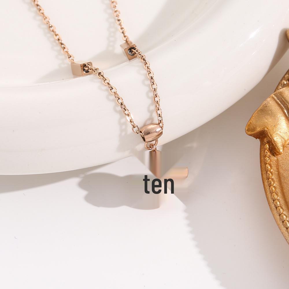 Elegant 18K Plated Titanium Steel Cross Necklace for Women - Light Luxury Clavicle Chain That Resists Fading