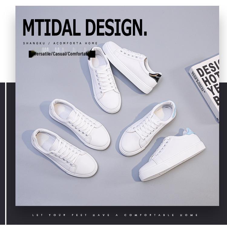 Zapatillas de Moda Blancas de Tacón Bajo para Mujer Primavera/Otoño 2025 - Tacón Plano, Estilo Deportivo Casual