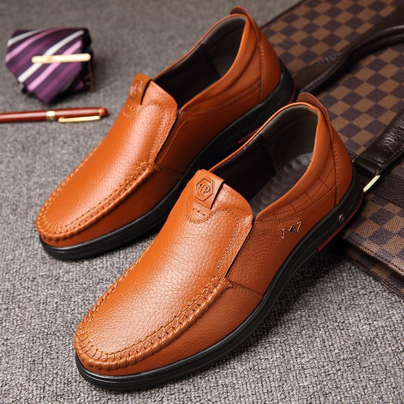

Men s shoes spring leather shoes men s low-top casual shoes men s single shoes soft leather large size shoes 38 жёлтый