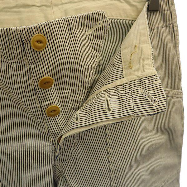 Haver Sack General Garments Button fly hickory Pants L White x navy Men's Used