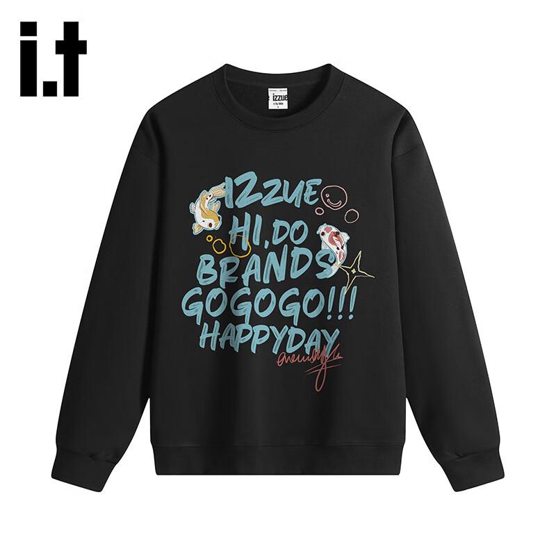 

Izzue Men s American Style Basic Print Crewneck Long Sleeve Top 2XL