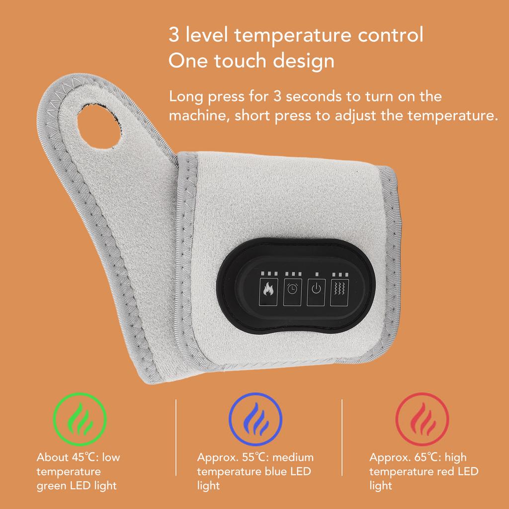 Heated Wrist Brace Cordless Heated Wrist Brace 3 Levels Settings Timer 3000mAh Battery Reduce Muscle Fatigue Hand Heating Pad