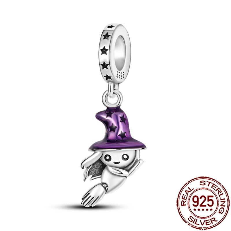 Gothic Charms Copper Pumpkin Calavera Colorida Beads Fit Snake Chain Bracelet Necklace Halloween Women Diy Jewelry