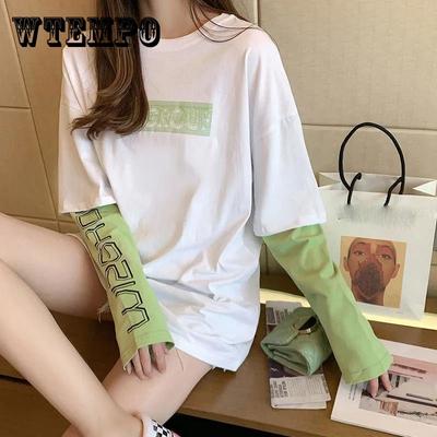 Top Women's Spring Autumn Medium Length Long Sleeve T-shirt Female New Student Loose Vacation Two Pieces of Autumn Jacket