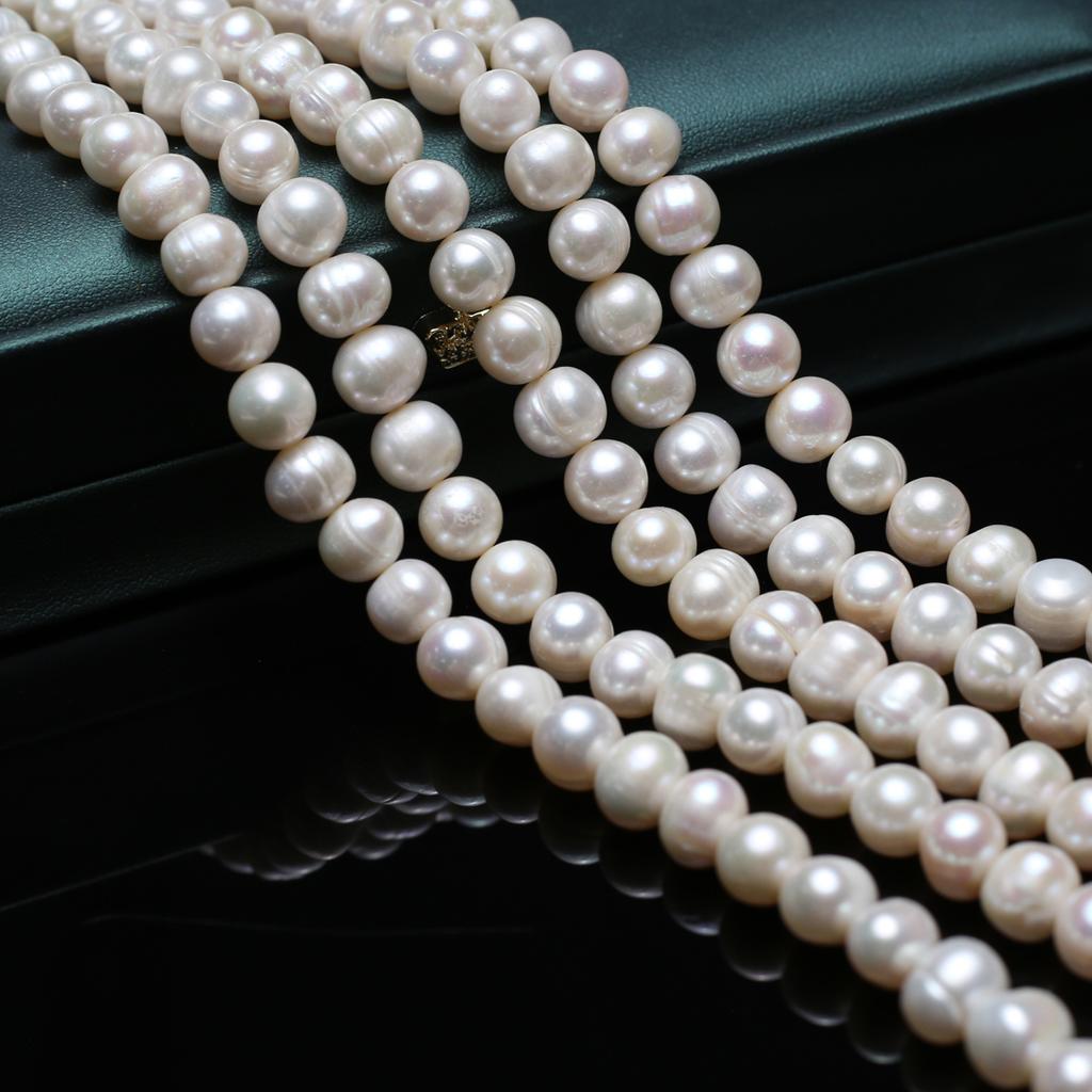 1String, White Natural Freshwater Pearls, Boho Handmade Round Pearl Beads for Jewelry Making DIY Necklaces Crafts (Beads 9-10mm, Length 36cm)