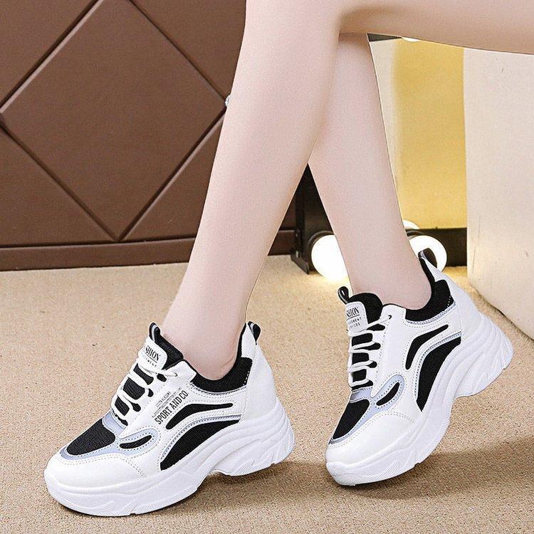 

ins tide dad shoes versatile 2024 autumn and winter new thick-soled sports heightening versatile mesh casual white shoes 40