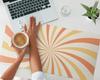 Anti-slip Mouse and Keyboard Mat with Retro Spinning Stripes 90x45 cm