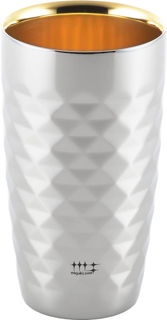 Yoshikawa Beer Double Diamond Tumbler 1 Polishing YJ2718 Tumbler, 370ml, (Gold-Plated Interior), Piece, Syndicate,