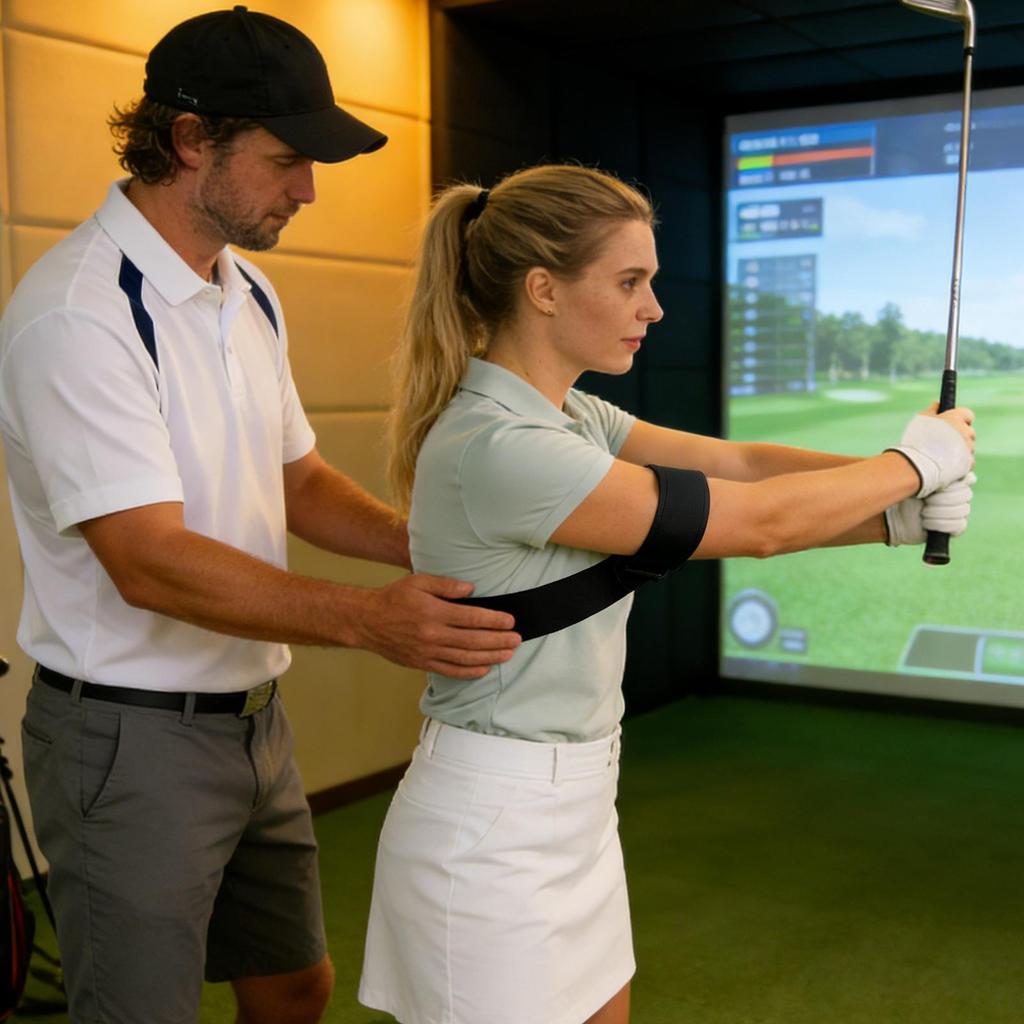 Golf Swing Aid Adjustable Foldable Trainer Golf Arm Band Training Aid for Beginners Golfers Boys Team Indoor Outdoor Driving