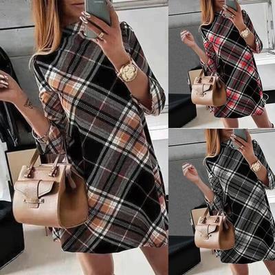 New Autumn and Winter Women Long Sleeve Dress Printed Women Fashion Skirt Casual Pullover