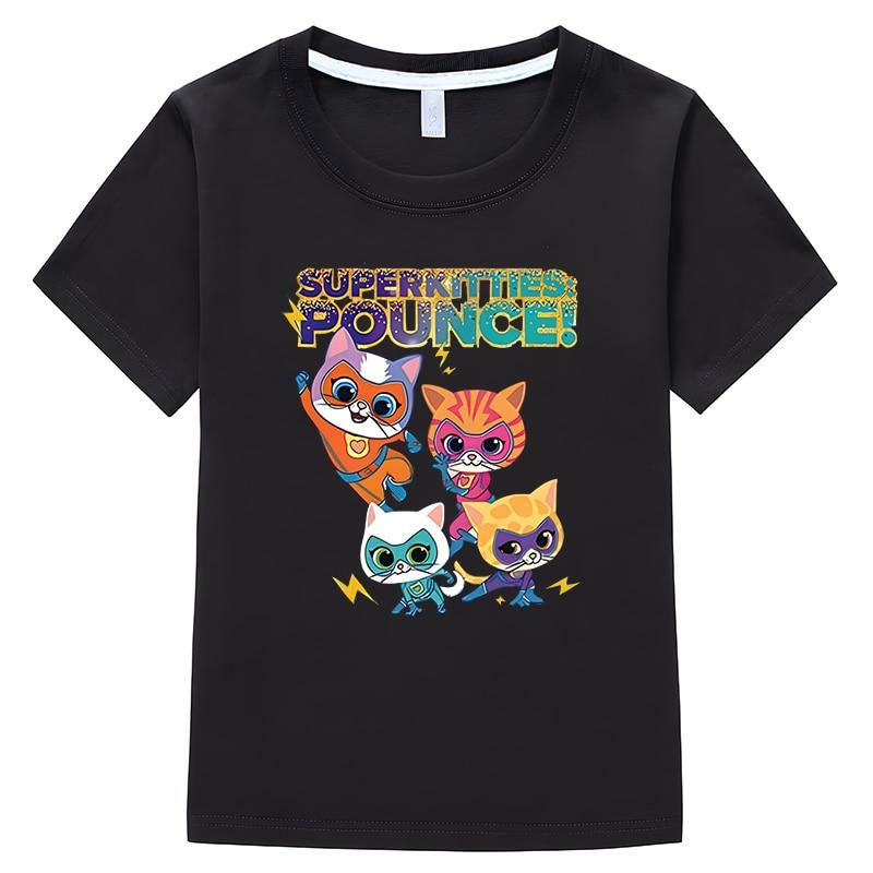 New Game Super Kitties Kids T-shirt Summer Cotton Short Sleeve Tops Y2k One Piece T Shirt for Kids Boy 10 Years Girls Clothes Anime T-shirt