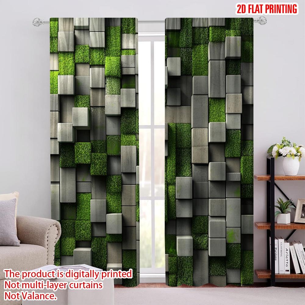 

2 шт. 2D плоская печать Занавес Зеленый Блок от ударов Универсальный Прочный Полиэстер, Без электричества Праздничный Настенный Декор для помещения 52.50 × 116.00 cm 2 pcs
