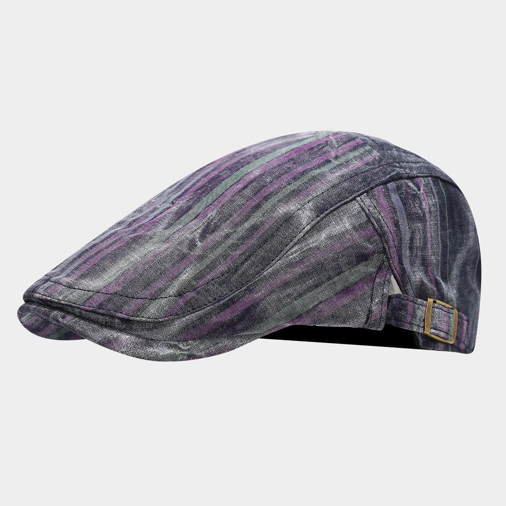 Spring and summer new models, old and dirty hats, women's personality stripes, fashionable men's British beret, breathable forward hat