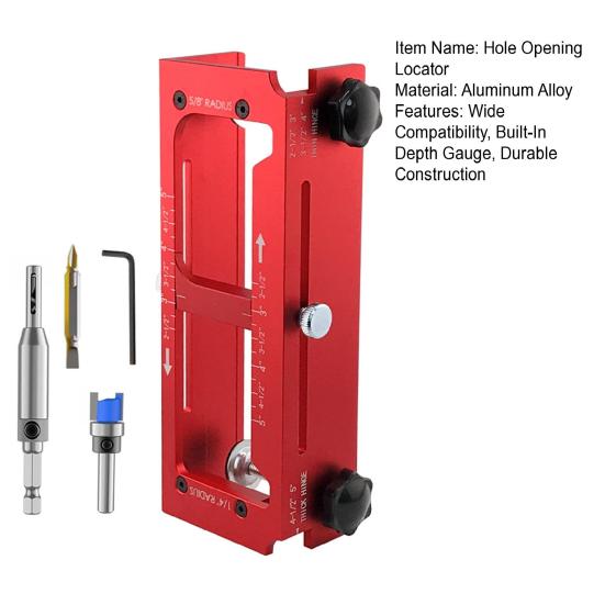 Hole Opening Locator Door Hinge Jig with Self-Centering Drill Bit Double-Ended Screwdriver Bit Heavy Duty Door Hinge Clamp