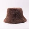 Winter solid color plush bucket hat European and American simple thickened thermal basin hat