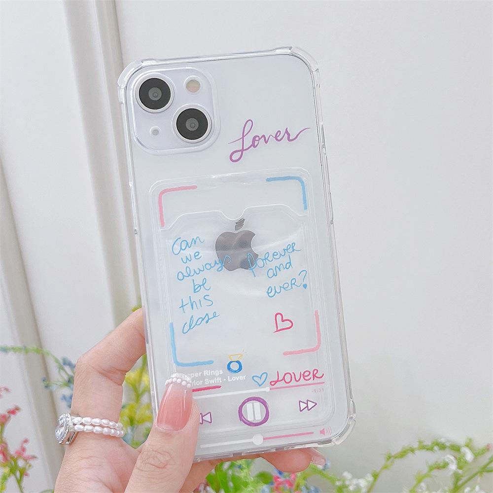 English Music Graffiti XR Apple 15 Phone Case for iPhone 11/12 Pro/13 XS Max with Card Slot