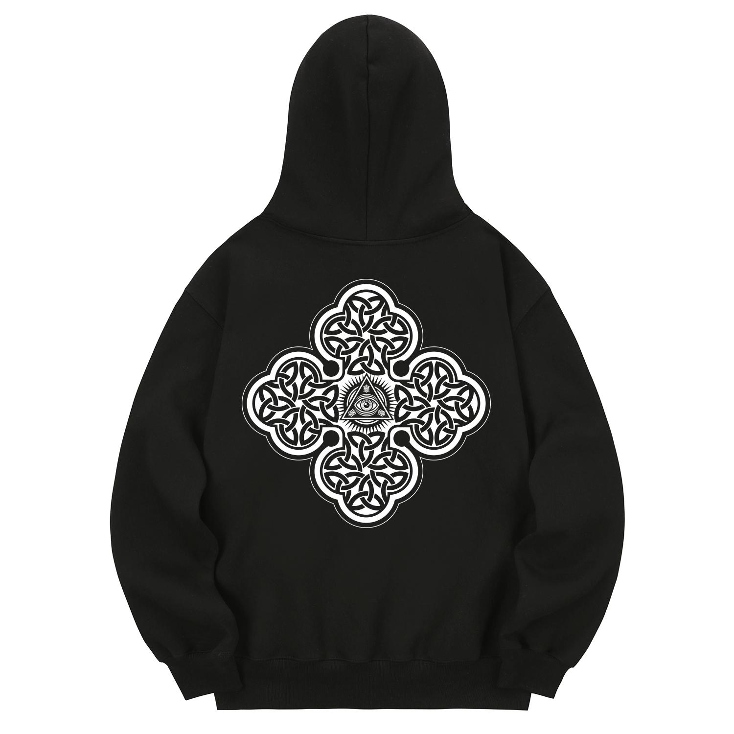 Khan 6312 Khb0121 Celtic Horus Fleece-Lined Hoodie - Black L