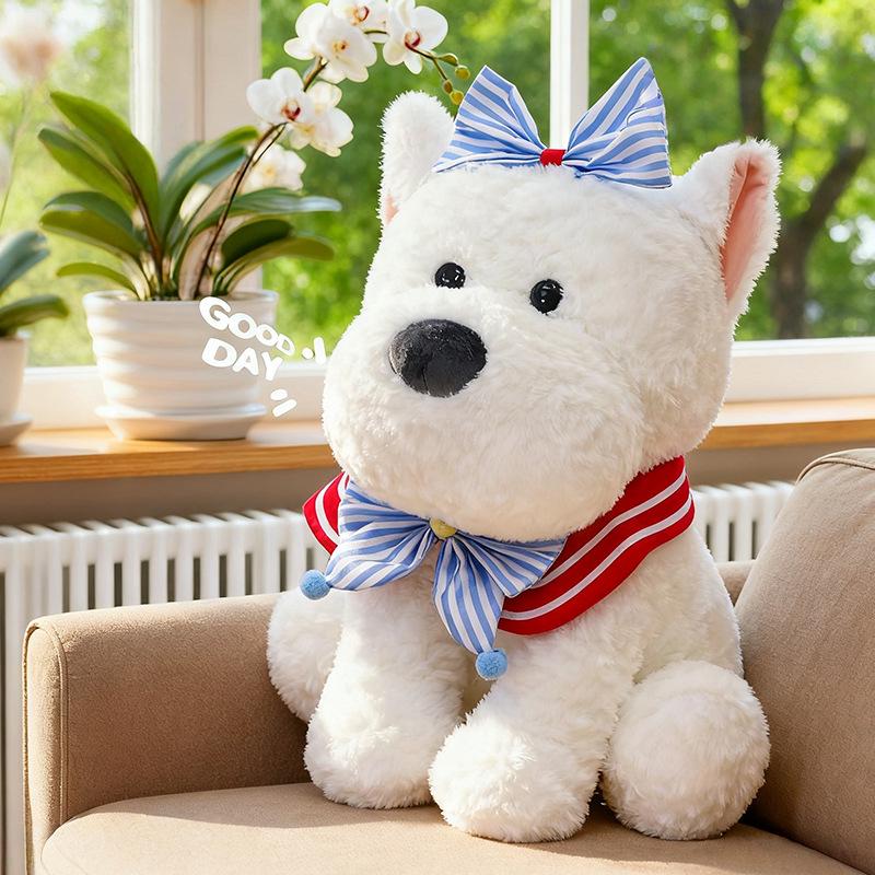 West Highland White Terrier Plush Toy - Cute Sitting Puppy Doll, Perfect Festival Gift Cushion 22 cm, 210 g