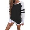 Women's Casual Fashion Striped Long Sleeve Round Neck Colorblock Top