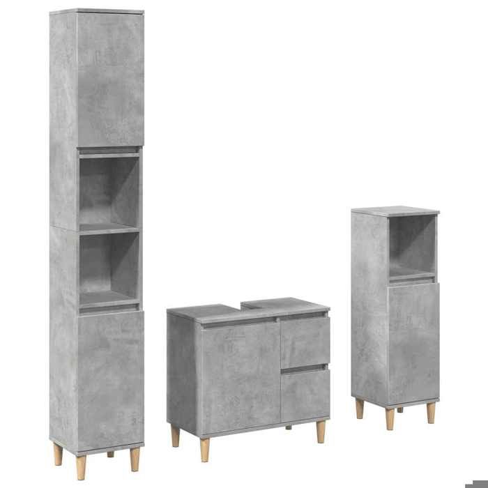 VidaXL Bathroom Furniture Set 3 Pcs Concrete Grey 3324945