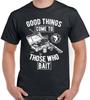 Fishing T Shirt Mens Funny Fisherman Angling All Things Come To Those Who Bait Black