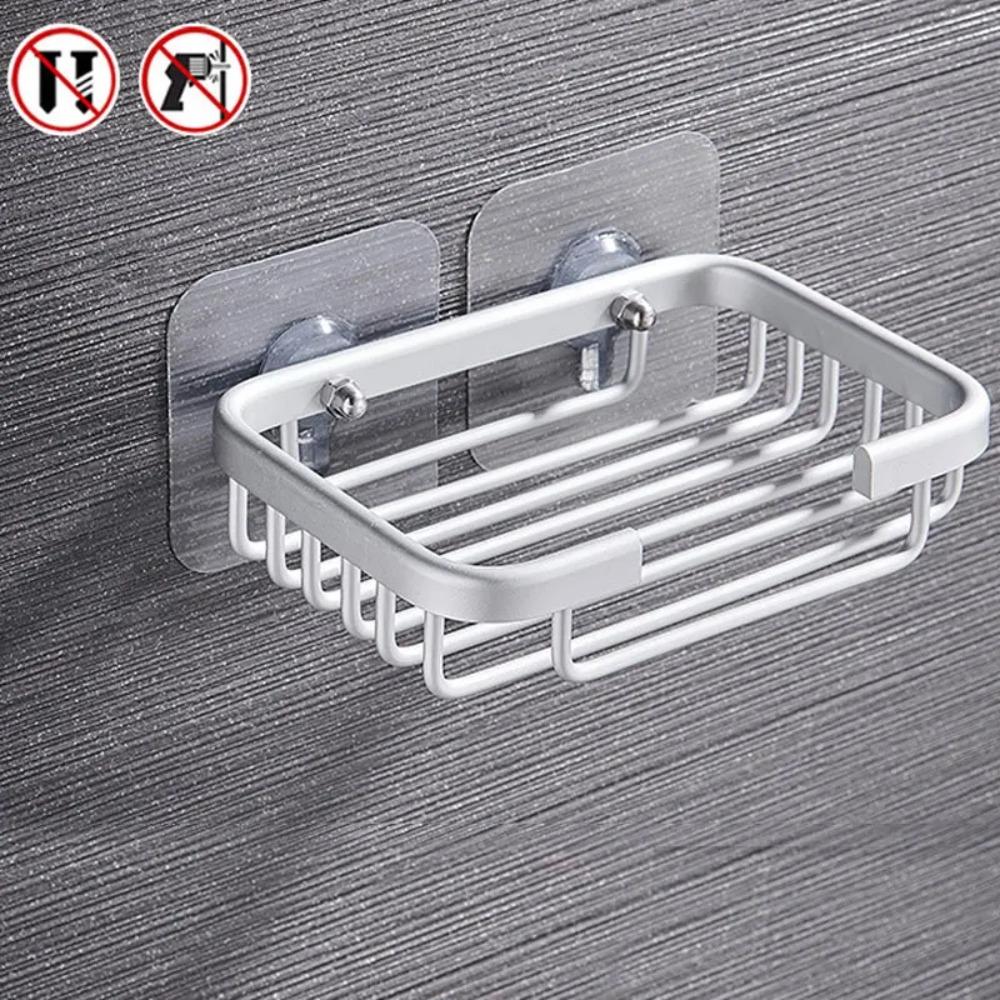 Quality Wall Mounted Soap Dish Self-adhesive Drill Free Soap Box Hollow Type Aluminum Metal Soap Holder Bathroom