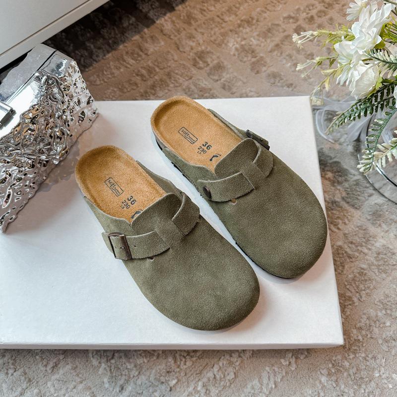 Birkenstock Women's Genuine Leather Closed Toe Summer Slip-On Slippers, 2025 New Thick Soft Sole