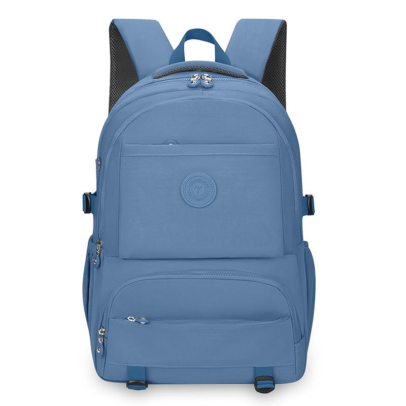 Solid Color Backpack Lightweight Nylon Bag Unisex Travel Backpack Student Schoolbag