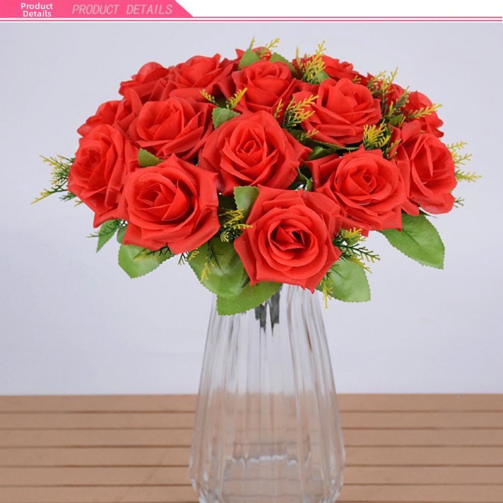 18 Heads Real Happy Flower 9 Colors Photography Photo Gift Natural Simulated Rose Mini Rose Flowers Decorative Home Decorative