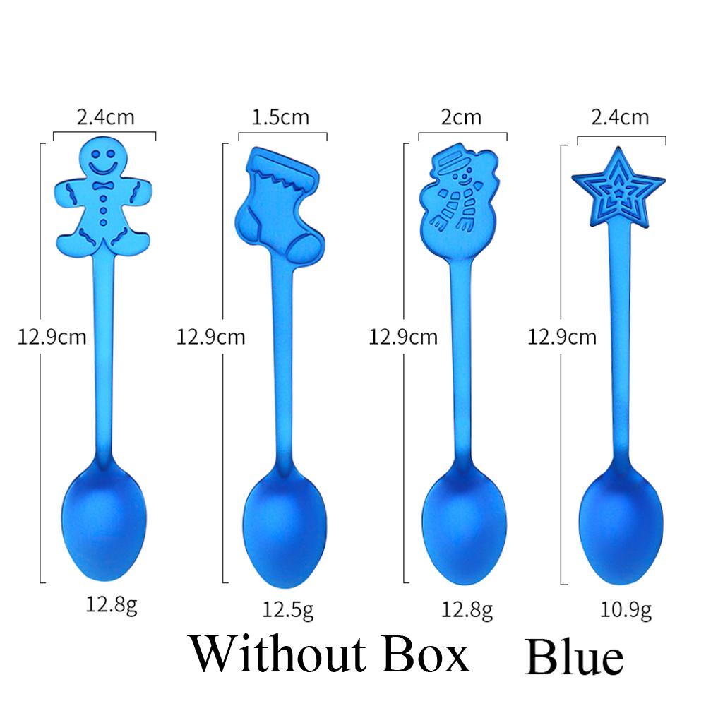 4pcs/set Stainless Steel Christmas Tableware Coffee Spoons Ice Cream Desserts Spoon Snowman Xmas Tree Kids Drinking Tea Scoops