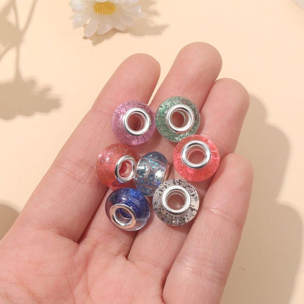 7/14/21pcs Resin European Style Large Hole Beads Lighting Fixtures Spaced Beads Jewelry Beads DIY Craft Jewelry Bracelets Necklace Jewelry Making