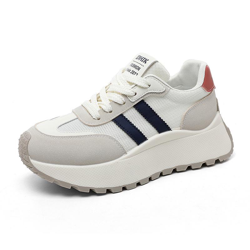 BN007 Women's Height-Boost Travel Shoes 2024: Versatile, Breathable, White, Thick-Soled, Wear-Resistant.