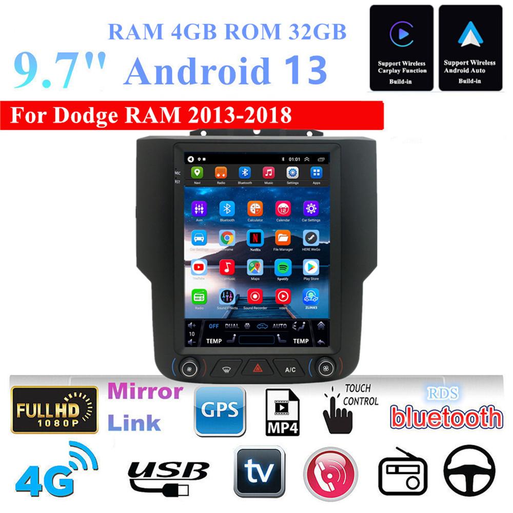 For 2013-2018 RAM 1500-5500 Carplay Stereo Radio GPS Head Unit 9.7" Android 13.0