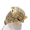 Luxury Men's Hand Jewelry, Ethnic Style Men's Ring Flip Ring Engraving Flower Jewelry Personality Trend