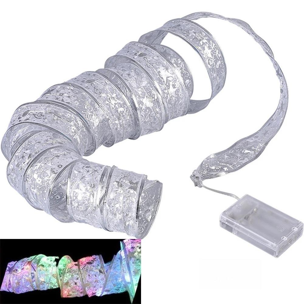 

Рождественская лента гирлянда рождественское украшение DIY банты гирлянда елочные украшения для дома 2026 рождественский декор Новый год Навидад Silver ribbon-colorful-3m