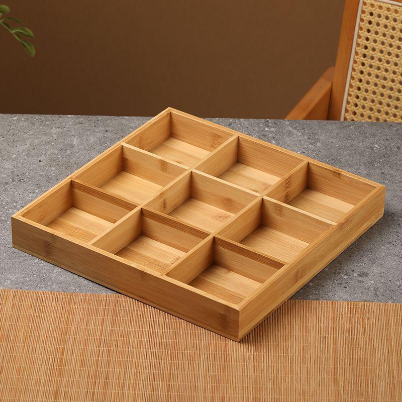 Bamboo Nine-Compartment Snack Tray for Dried Fruits and Hot Pot Side Dishes