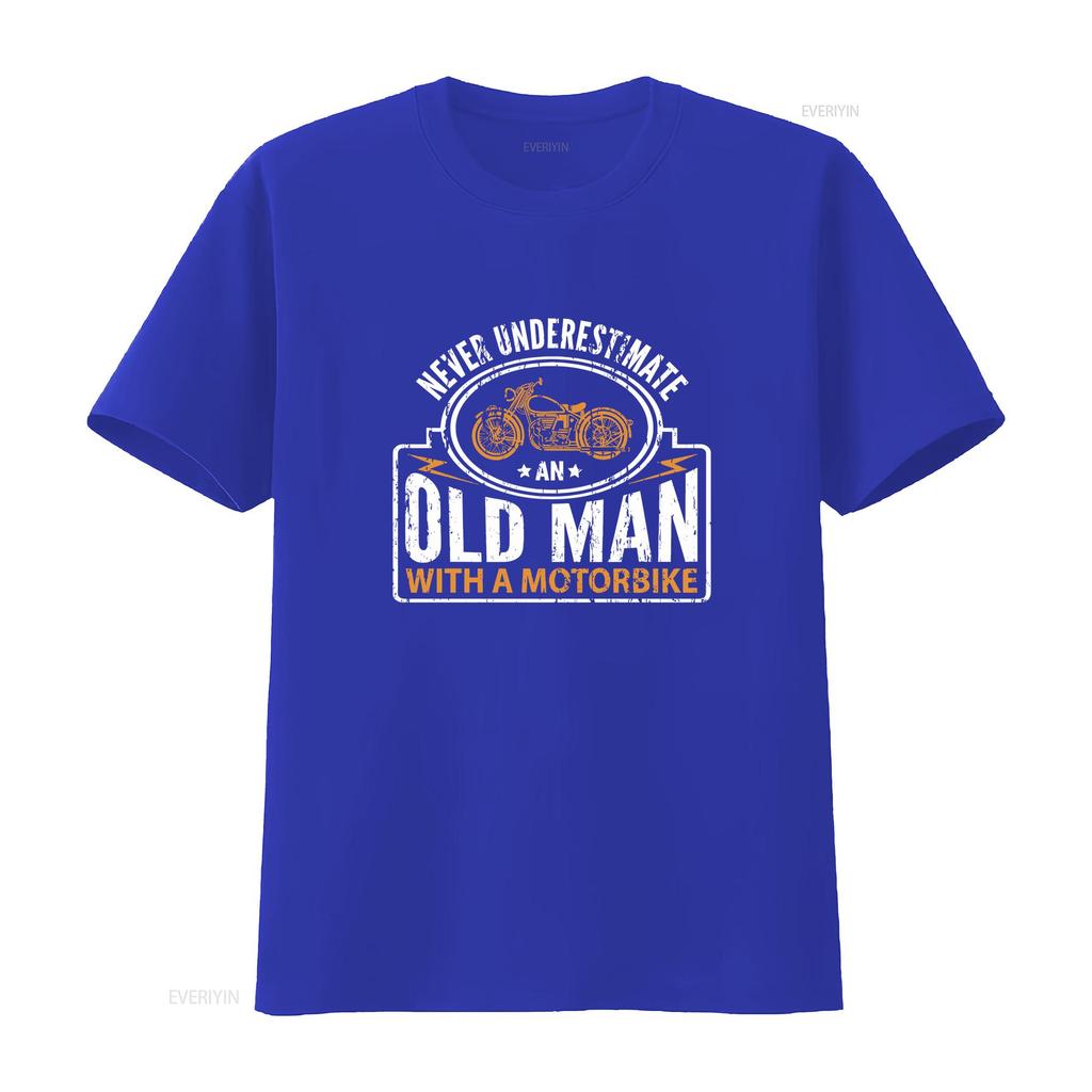 Motorbike T Shirt Biker MOTORCYCLE Never Underestimate An Old Unisex Unisexs Funny vintage Washed homme Comfortable fashion Unisex