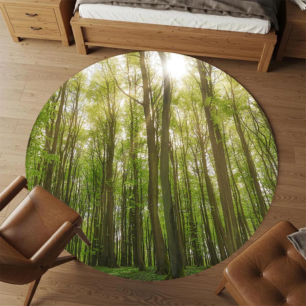 1pc forest nature Round Chair mat Area Rug - Non-Slip, Floor Mat for Office, Bedroom, and Indoor Decor c1118199