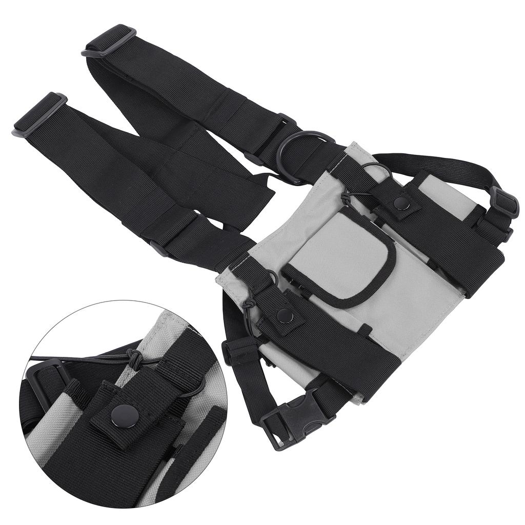 Zaino da petto regolabile multi tasca imbracatura funzionale gilet frontale rig borsa per esterni Grigio