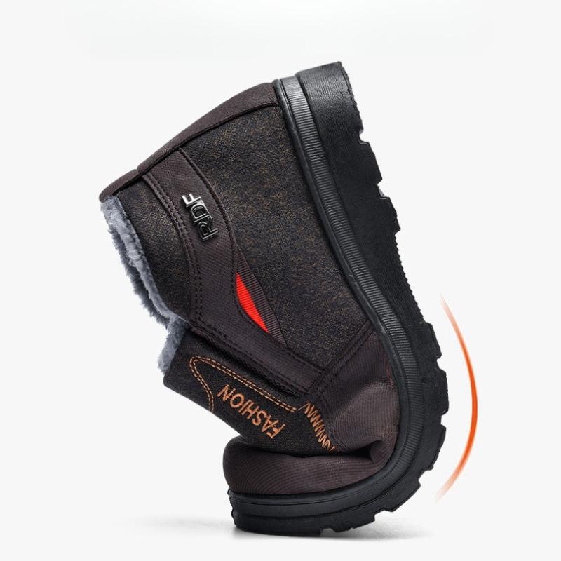 Winter Baumwollstiefel für Herren Warmes Fell Weiche Herren Plateau Schneestiefel Herren Stiefelette Winter Herren Sneaker Plus Freizeitschuhe Schwarz