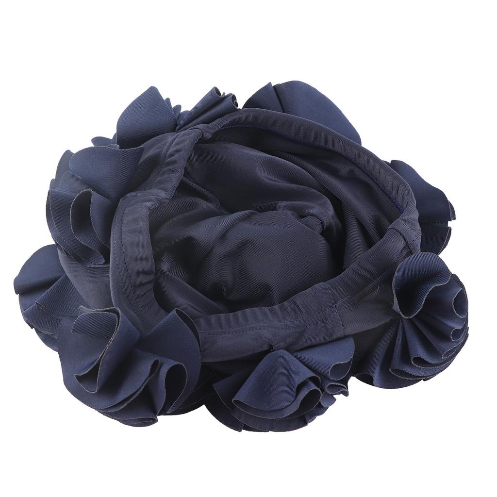 Women Children Flower Shape Fashion Elastic Swiming Hat Long Hair Swim Cap (Blue)