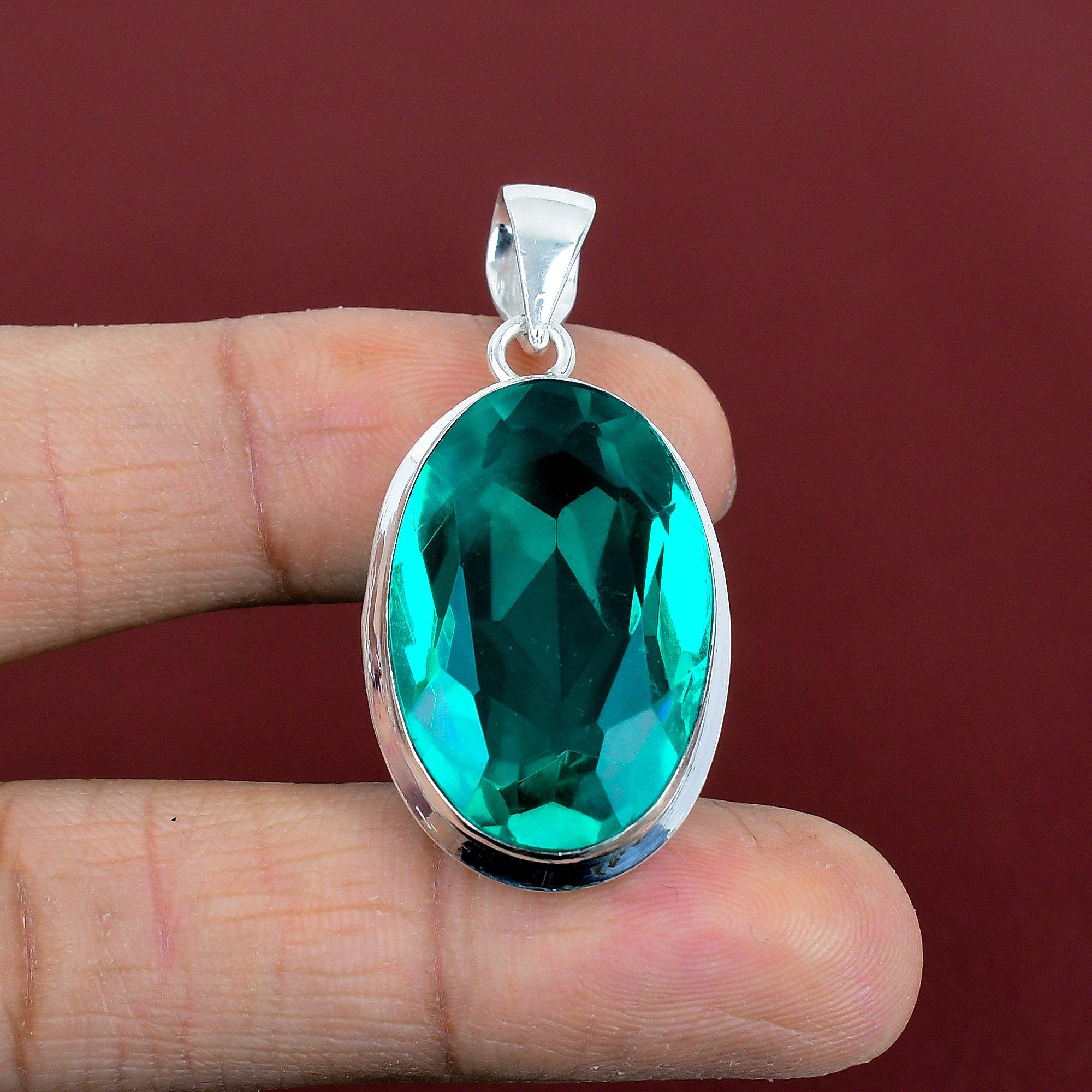 

Faceted chrome diopside pendant original gemstone pendant handmade decent pendant 925 sterling silver pendant antique jewelry gifts for wife