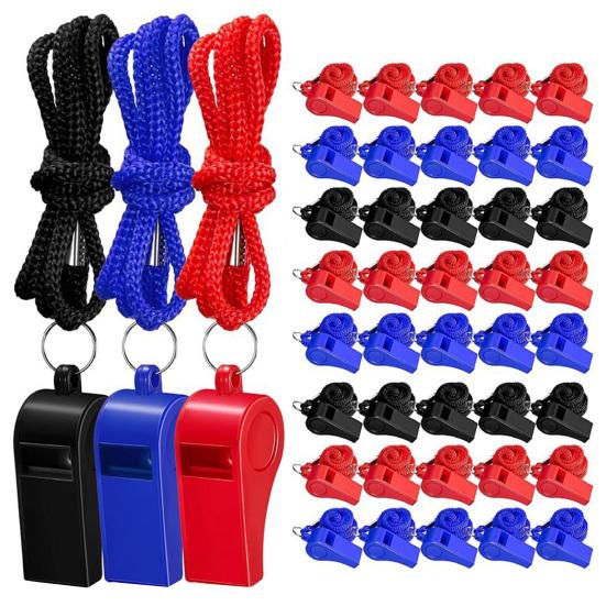 10 Stück Plastikpfeifen mit Schlüsselbändern Laute Sport Schiedsrichter Erbsenpfeifen für Trainer Notfall Überleben Verwendung Ersatz Trainerpfeife