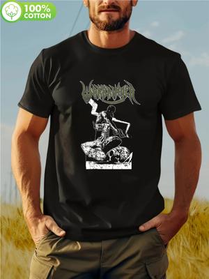 Men's & Women's Vintage Warbringer Heavy Metal Band Tour T-Shirt - Greek Key Warrior & Logo Back Print