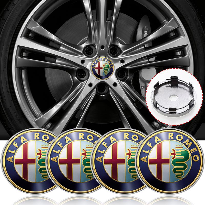 4pcs 60mm Car Wheel Center Hub Center Cap Rim Hub Dustproof Cover Emblemem for Alfa Romeo Giulia Stelvio Giulietta Spider GT 4C 8C Mito Brera
