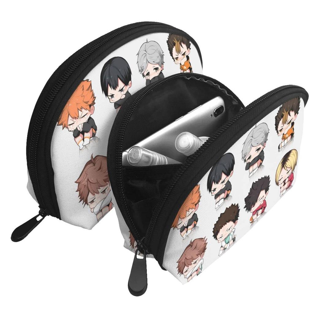 Pouch with coin storage large shell travel toiletry travel small item large capacity Haikyu!! purse, pouch, wallet, portable, functional, capacity,