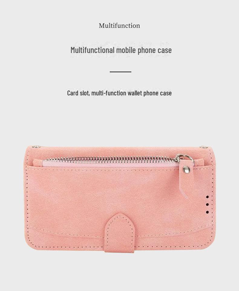 iPhone 15 Pro Leather Zipper Lanyard Case with Protective Function.