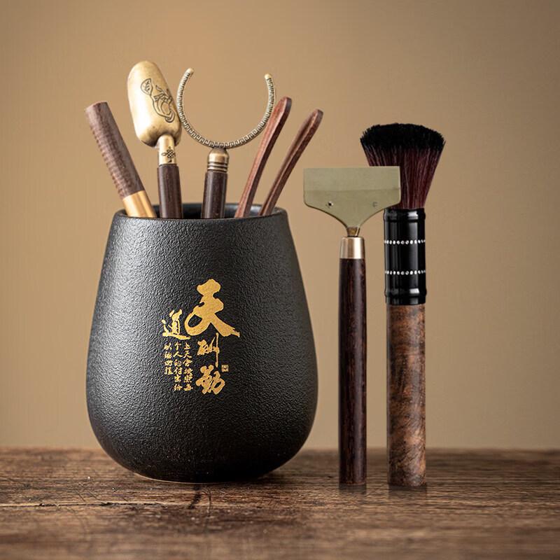Ebony Wood Six Gentlemen Tea Ceremony Tool Set